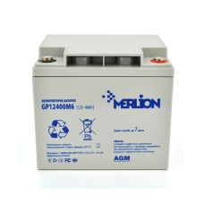 Акумуляторная батарея MERLION AGM GP12400M6 12 V 40 Ah ( 196 x 165 x 175 ), 11.9 kg, Grey, Q1/96