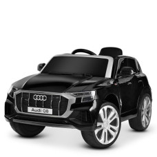 Детский электромобиль Audi Q8 JJ2066EBLR-2, 2 мотора 25W, EVA колеса, пульт 2.4G, MP3, USB, кожаное сиденье, черный