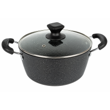 Кастрюля 4 л 24 см Hot Chef 16749-8 с мраморным антипригарным покрытием и стеклянной крышкой
