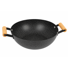 Сковорода WOK 24 см с мраморным антипригарным покрытием и деревянными ручками Hot Chef 16749-13