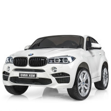 Детский электромобиль джип JJ2168EBLR-1 BMW X6M белый, 2 мотора 120W, аккумулятор 12V10Ah, EVA колеса, кожаное сиденье