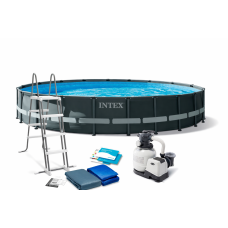 Каркасный бассейн Intex 26334, 610х122 см, 30079 л, песочный фильтр-насос, лестница, тент, подстилка