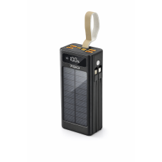 Powerbank 7GO GPW-09 30000mAh, Solar, 22.5W, Li-pol, LCD Display, Вхід:Type-C, Виходи: 2xUSB Type-C, 4xUSB Type-A, кабелю T-C/Ligh, 0,70, Black, Box