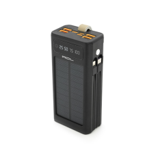 Powerbank ACL PW-90 30000mAh, SOLAR, Кабель TypeC + Lighting, 0,72kg, Black, Box