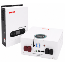 Комплект резервного питания MUST PV18-4024ECO 4 кВт 24 В + LiFePO4 аккумулятор MUST LP16-24200 25,6 В 200 А·ч 5,12 кВт·ч