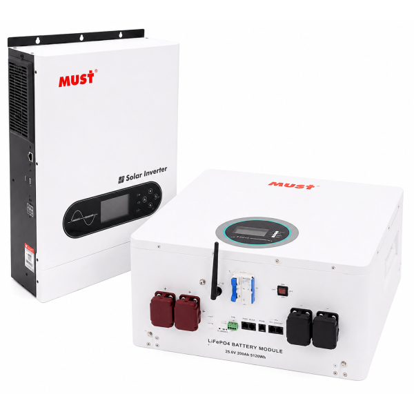 Комплект резервного питания MUST PV18-4024ECO 4000 Вт + LiFePO4 MUST LP16-24200 5,12 кВт·ч