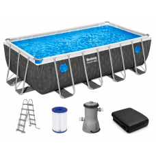 Каркасный бассейн Bestway 561MB Steel Pro MAX 488×244×122 см, прямоугольный, с фильтр-насосом, лестницей и тентом