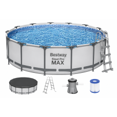 Каркасный бассейн Bestway 56420 Steel Pro MAX 366×122 см с насосом, лестницей и тентом, круглый, 10250 л
