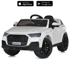 Детский электромобиль Audi Q7 M 5796EBLR-1 белый, 2 мотора 35W, EVA колеса, кожаное сиденье, пульт 2.4G, Bluetooth
