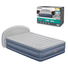 Надувная велюровая кровать Bestway 671BD с изголовьем и встроенным насосом 229×152×84 см