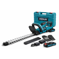 Аккумуляторный кусторез ASSUR ASR729 21V с лезвием 52 см, 2 аккумулятора — электрический триммер для живой изгороди