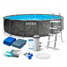 Каркасный бассейн Intex 26744 549×122 см с фильтр-насосом 220–240V, лестницей, тентом и подстилкой