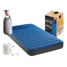 Надувной велюровый матрас Intex 64011 191×99×22 см с USB насосом и сумкой