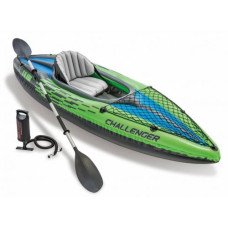 Надувной каяк Intex Challenger K1 68305 одноместный 274×76×38 см с веслом и насосом
