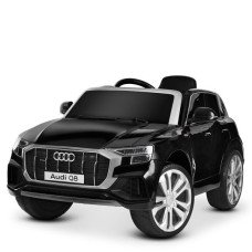Детский электромобиль Audi Q8 JJ2066EBLR-2, 2 мотора 25W, EVA колеса, пульт 2.4G, MP3, USB, кожаное сиденье, черный