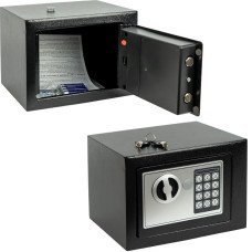 Сейф металлический T17 28×17×17 см с электронным кодовым и ключевым замком для денег и документов