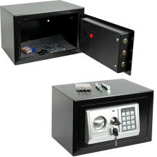 Сейф металлический T20 31×20×20 см с электронным кодовым и ключевым замком для денег и документов