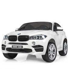 Детский электромобиль джип JJ2168EBLR-1 BMW X6M белый, 2 мотора 120W, аккумулятор 12V10Ah, EVA колеса, кожаное сиденье
