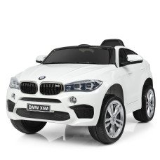 Детский электромобиль BMW X6M JJ2199EBLR-1 белый, 2 мотора 35W, аккумулятор 6V7Ah, EVA колеса, кожаное сиденье, пульт 2.4G