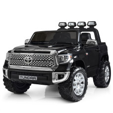 Детский электромобиль джип Toyota Tundra JJ2266AEBLR-2 черный, 2 мотора, EVA колеса, кожаное сиденье, пульт 2.4G
