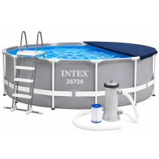 Каркасний басейн Intex 26726 Prism Frame 457×122 см, 16805 л, з картриджним фільтр-насосом 3785 л/год, драбиною, підстилкою та тентом