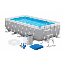 Каркасний басейн Intex Prism Frame Rectangular 26788NP 400×200×100 см з фільтр-насосом, драбиною та підстилкою