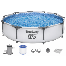Каркасний басейн Bestway 56408 Steel Pro Max круглий 305×76 см, 4678 л, з фільтр-насосом