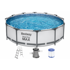 Каркасный бассейн Bestway 56418 Steel Pro MAX 366×100 см с фильтр-насосом и лестницей, круглый, 9150 л