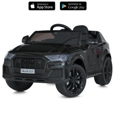 Детский электромобиль Audi Q7 M 5796EBLR-2 черный, 2 мотора 35W, EVA колеса, кожаное сиденье, пульт 2.4G, Bluetooth