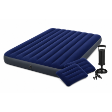 Надувной матрас Intex 64765 Dura-Beam Standard 152×203×25 см с насосом и 2 подушками, двуспальный, до 273 кг