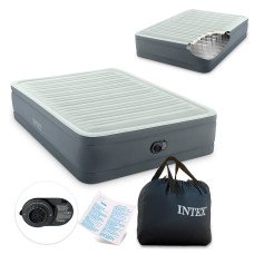 Надувная велюровая кровать Intex 64906 152×203×46 см со встроенным электронасосом 220 В