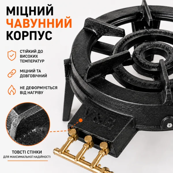 Газовый чугунный таганок 30 см трехконтурный разборный 717-9