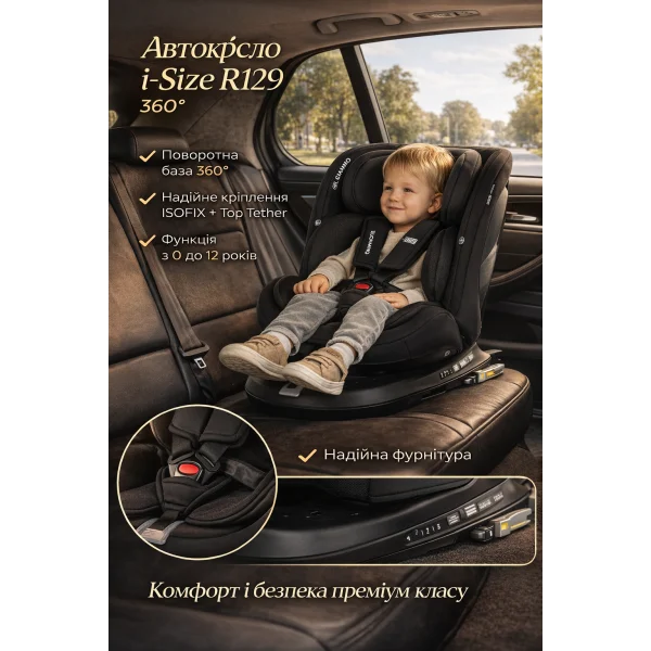 Автокресло El Camino i-RISE ME 1207 Black