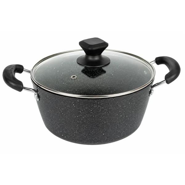 Кастрюля 4 л 24 см Hot Chef 16749-8 с мраморным антипригарным покрытием и крышкой