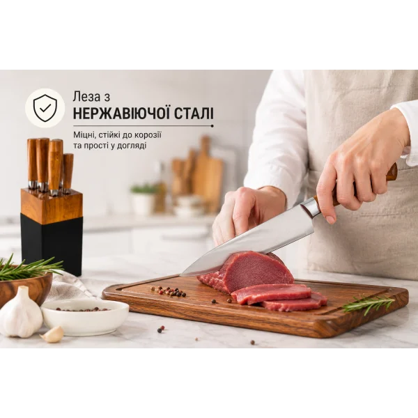 Набор кухонных ножей 6 предметов на подставке AD-S031