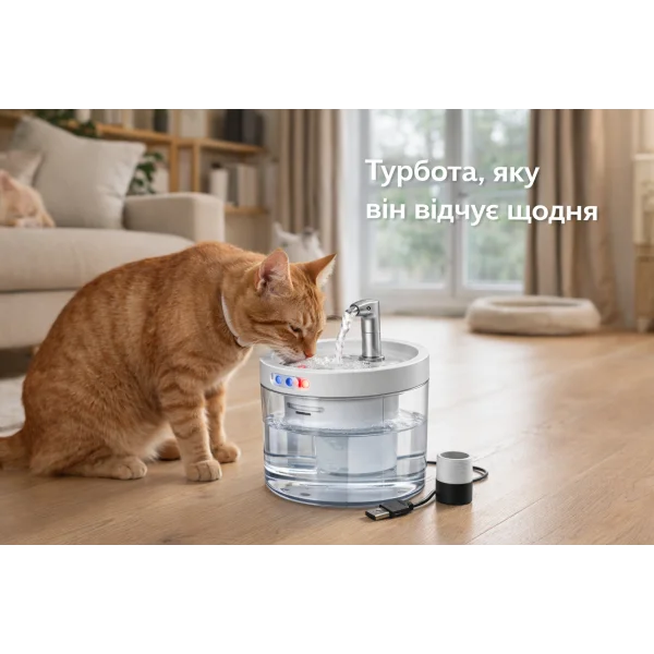 Автоматический фонтан для кошек и собак NPET WF050 1.5L | Поилка с фильтрацией, тихий насос, LED индикатор, USB