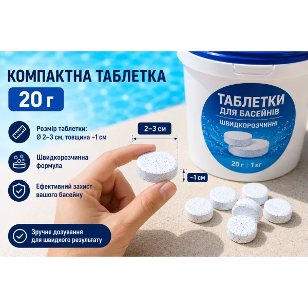 Мини Хлор  таблетки для дезинфекции воды в бассейне