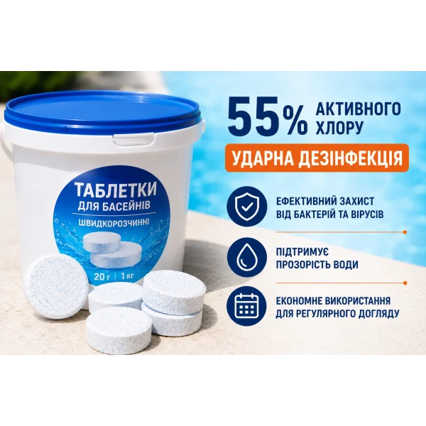 Мини Хлор  таблетки для дезинфекции воды в бассейне