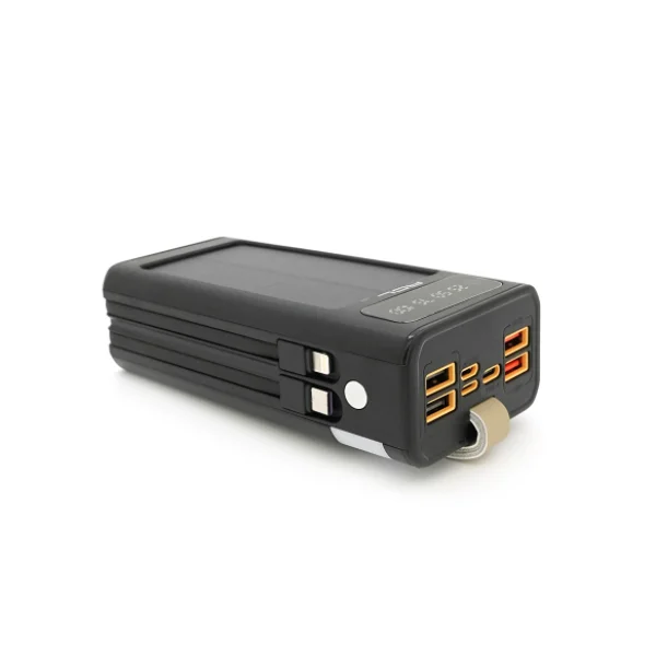 Powerbank ACL PW-90 30000mAh, SOLAR, Кабель TypeC + Lighting, 0,72kg, Black, Box