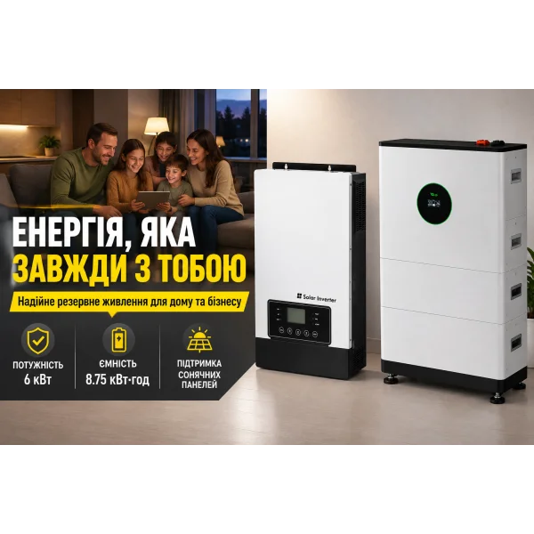 Комплект резервного питания MUST PV18-6048ECO 6kW + аккумулятор FelicityESS FLA48171-EU 8.75 кВт·ч