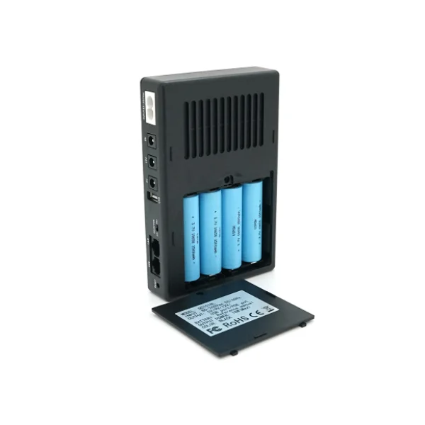 ИБП UPS-18W DC1018P YT45103 для роутеров/коммутаторов/PON/POE-430, 5//9/12V, 1A, 10000MAh(съемные 4*2500MAh), Black, BOX