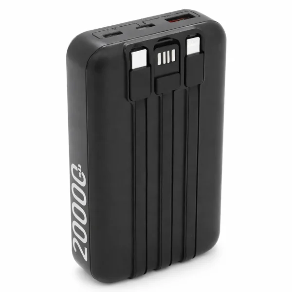 Powerbank ACL PW-117 20000mAh, PD22.5W, 1xUSB+2xUSB-C, 3 кабеля(USBType-C/Lighting), 0.47кг, Black/White, Box