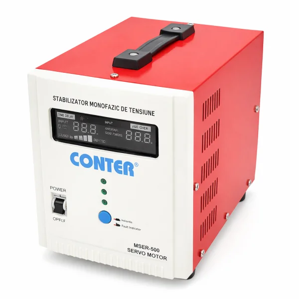 Стабилизатор напряжения Conter MSER 5000 VA-V2/3750W однофазный,сервопривод,напольного монтажа,LED дисплей,диап130-260V,AC230±3%,2*Shuko,161x255x178mm