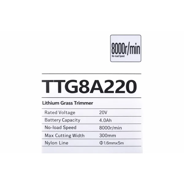 Аккумуляторный триммер TTG 8A220 20V (4Ah, 300 мм)
