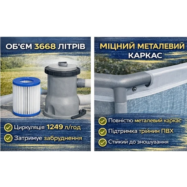 Каркасний басейн Bestway 5614A 300×200×84 см прямокутний
