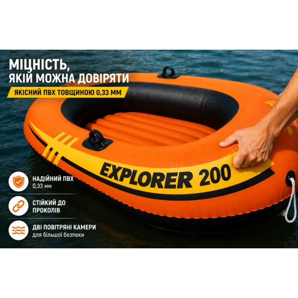 Надувная лодка Intex Explorer 200 58330 для 1 человека, 185 × 94 см