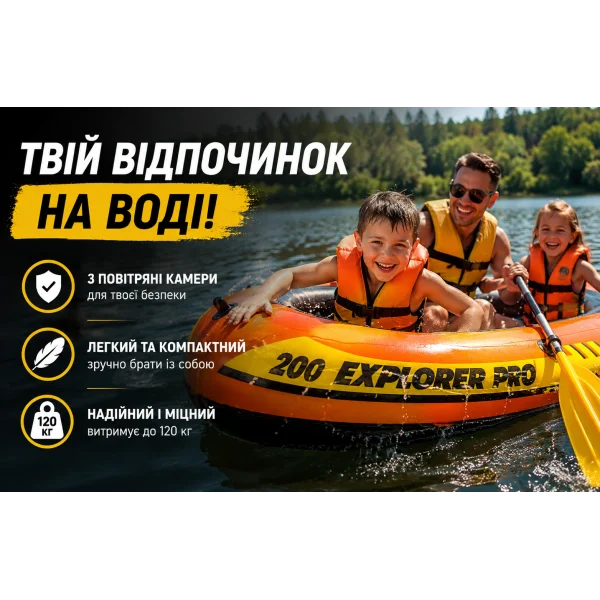 Надувная лодка Intex Explorer Pro 200 58356, 196×102×33 см