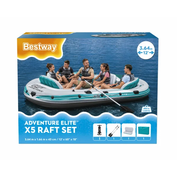 Пятиместная надувная лодка Bestway 65159 Adventure Elite X5 Raft Set 364 x 166 x 45 см