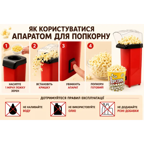 Попкорница Popcorn Maker — аппарат для быстрого приготовления попкорна без жира