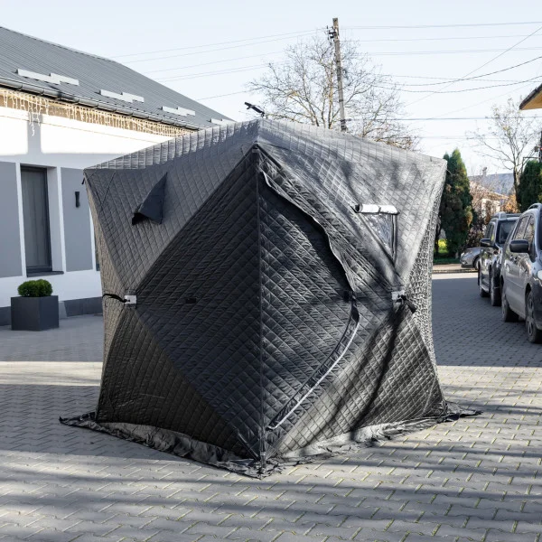 Намет зимовий утеплений "Куб" (3-місний 210х210х210), Зимовий намет для рибалки туризму кемпінгу та подорожей Чорний LU-BD18B